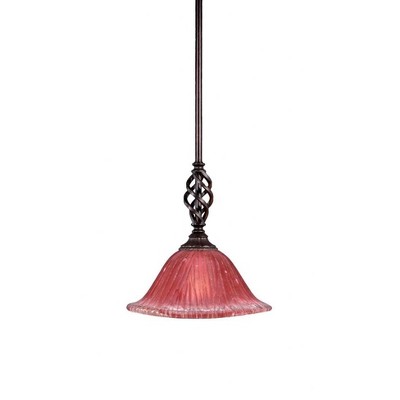 Toltec Lighting Elegante 1 - Light Pendant in  Dark Granite with 10" Raspberry Crystal Shade
