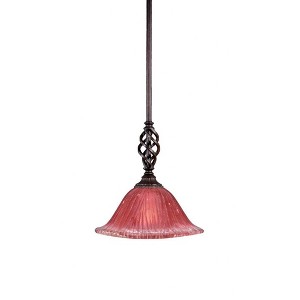 Toltec Lighting Elegante 1 - Light Pendant in  Dark Granite with 10" Raspberry Crystal Shade - 1 of 1