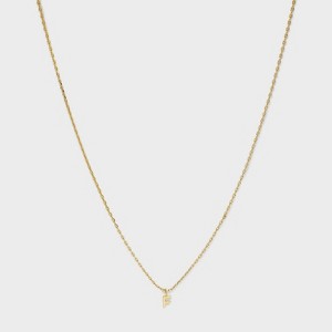 14k Gold Plated Small Polished F Initial Necklace - A New Day 