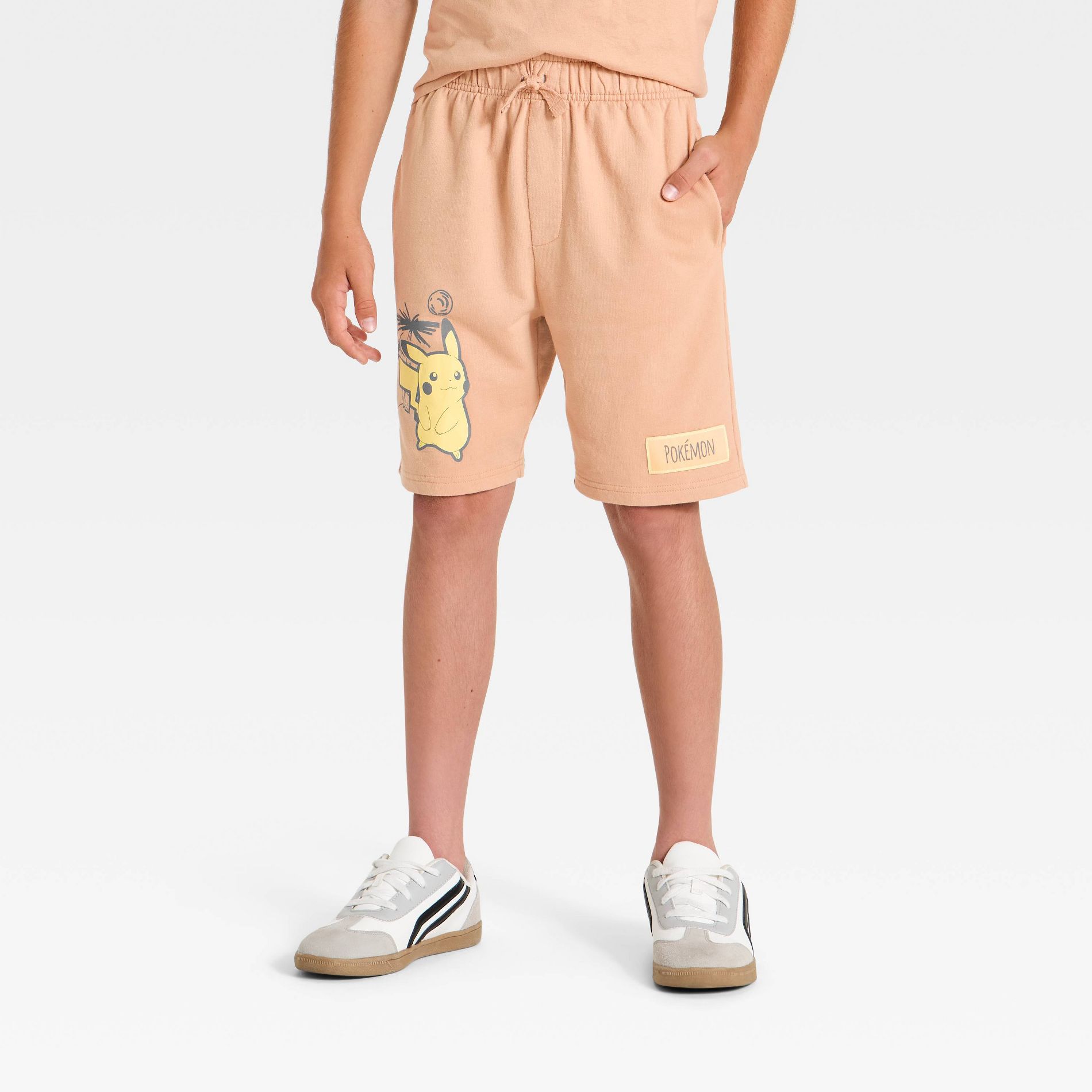 Boys' Pokemon Pikachu "Lazy Days Beach Club" Pull-On Shorts - Light Brown