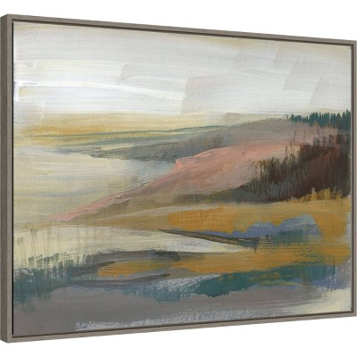 Northwest Cove II Gray and Pink Landscape Canvas with Float Frame