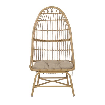 Christopher Knight Home Naclerio Outdoor Wicker  Basket Chair with Cushion, Beige/Light Brown