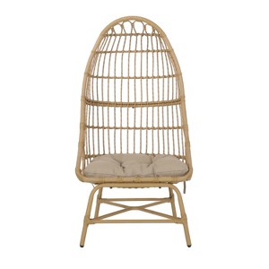 Christopher Knight Home Naclerio Outdoor Wicker  Basket Chair with Cushion, Beige/Light Brown - 1 of 4