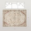 Area Rug Machine Washable Non-Slip Classic Floral Print Carpet for Living Room and Bedroom, Mixed Brown - 3 of 4