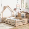 1Pc House Floor Bed , Solid Pine Wood Frame ,Fence Guardrails for Kids' Safety and Fun Bedroom Play Space - Baofuwish - 2 of 4