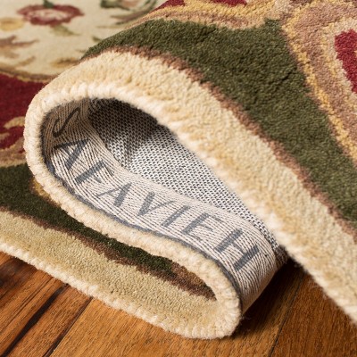Ivory and Green Hand-Tufted Wool Runner Rug