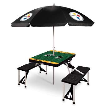 NFL Pittsburgh Steelers Portable Folding Table with Seats and Umbrella