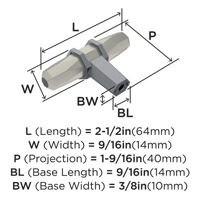 Modern 2.5-inch Brushed Nickel T-Handle Cabinet Knob