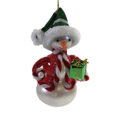 Italian Ornaments 5.0" Snowman W/ Gift Ornament Christmas Winter  -  Tree Ornaments