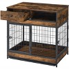 Cesicia Antique brown 31.5"W x 22.64"D x 30.59"H Furniture Dog Cage Crate with Two Draws,Double Doors, well-ventilated and comfortable - 2 of 4