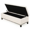 Modern Upholstered Guernsey Ottoman Fabric Storage Ottoman Traditional for living room,beige/grey/orange-Christopher Knight Home - 2 of 4