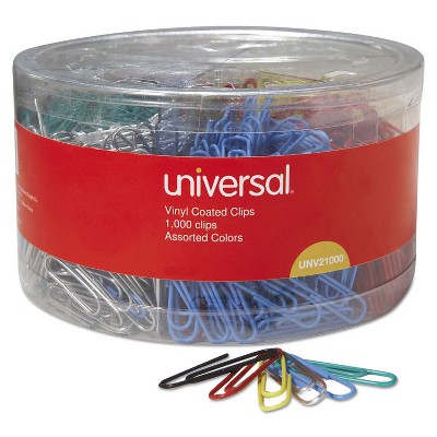 UNIVERSAL Vinyl-Coated Wire Paper Clips No. 1 Assorted Colors 1000/Pack 21000