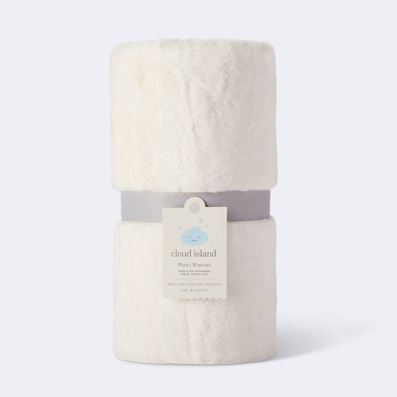 Solid Satin Edge Plush Baby Blanket - Cream - Cloud Island&#8482;, 5 of 6