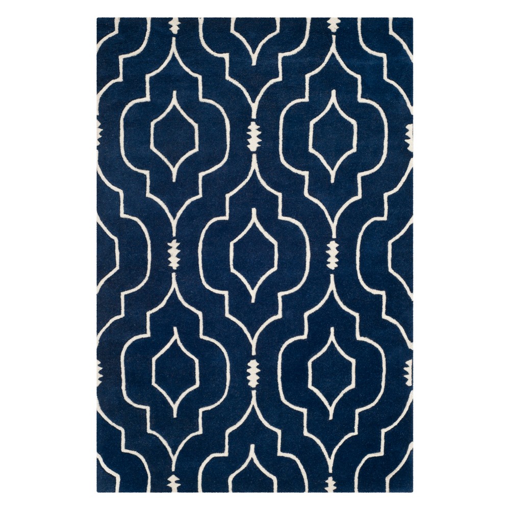 4'x6' Dianne Geometric Tufted Accent Rug Dark Blue/Ivory - Safavieh