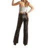 Women's Pleather High Rise Relaxed Flare Jeans - Rock & Roll Denim - 2 of 3