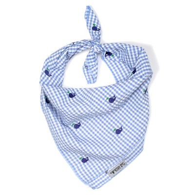 The Worthy Dog Gingham Embroidered Whales Classic Square Tie-on Bandana ...