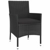vidaXL 3 Piece Patio Bistro Set with Cushions Black Poly Rattan - 4 of 4