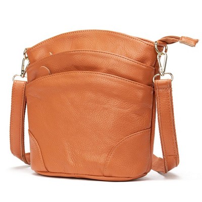 Crossbody Bags for Women, Real Leather Crossbody Handbags Purses Sling Crossover Shoulder Bag Shoulder Handbags Orange