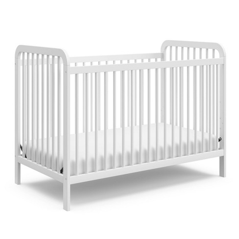 White Wood Baby Cot Bed and Baby Bed Cot Mattress Converts into a