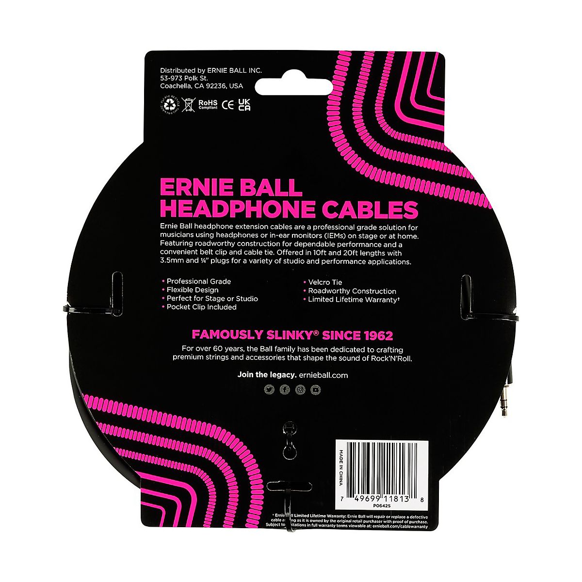 Ernie Ball Headphone Extension Cable 3.5mm to 3.5mm - thumbnail 2