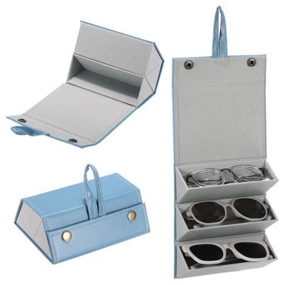Unique Bargains Foldable 3-slot Travel Sunglasses Eyewear Organizer