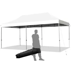 Costway 10'x20' Pop up Canopy Tent Folding Heavy Duty Sun Shelter Adjustable W/Bag White