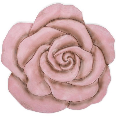 Nat & Jules Rose Flower Shaped Dimensional Indoor Outdoor 12 inch Cast Resin Decorative Garden Stepping Stone, Patio, Walkway Sculpture Yard Art, Pink