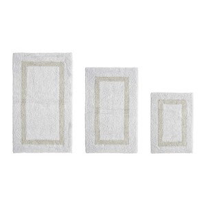 Hotel 3 PC Bath Rug 100% Premium Cotton Tufted Weave Two Tone Reversible Bathroom Rug, Super Soft Absorbent, Machine Washable Bath Mat - 1 of 4