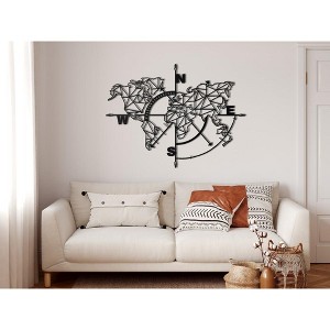 Sussexhome Geometric World Map Metal Wall Decor for Home and Outside - Wall-Mounted Geometric Wall Art Decor - 3D Effect Wall Decoration - 1 of 2