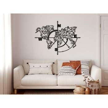 Sussexhome Geometric World Map Metal Wall Decor for Home and Outside - Wall-Mounted Geometric Wall Art Decor - 3D Effect Wall Decoration