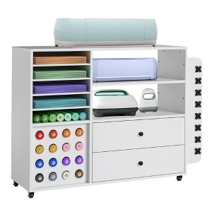 GustoWave Utility Craft Cart for Specialized Storage Organization, 42'' Rolling Craft Cabinet, White - 1 of 4