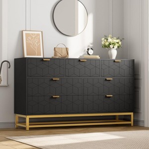 Nasitip 7 Drawer Dresser for Bedroom, Modern Wide Chest with Gold Handles & Legs, Storage Cabinet for Living Room - 1 of 4