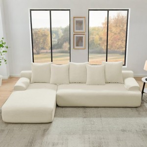 GDFStudio Tyler Modern 110" Velvet Compressed Foam Floor L-Shape Sectional Sofa - 1 of 4