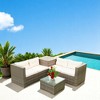 Mshliw 4-Piece Patio Sectional Wicker Rattan Sofa Set with Storage Box, Wicker and Cushions, Outdoor Furniture for Garden, Patio, or Backyard - 3 of 4
