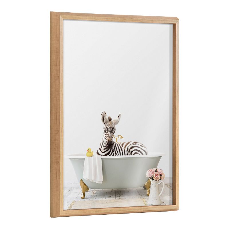 18&#34; x 24&#34; Blake Zebra Cottage Bathroom Framed Printed Glass by Amy Peterson Art Studio Natural - Kate &#38; Laurel All Things Decor, 1 of 7