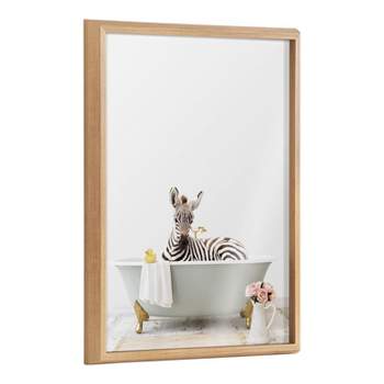 18" x 24" Blake Zebra Cottage Bathroom Framed Printed Glass by Amy Peterson Art Studio Natural - Kate & Laurel All Things Decor