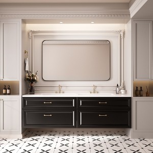 Rectangular Framed Tempered Glass Wall-Mounted Bathroom Vanity Mirror - 1 of 4