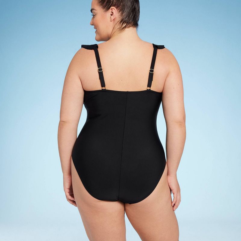 Women&#39;s Ruffle Plunge One Piece Swimsuit - Shade &#38; Shore&#8482;, 3 of 4