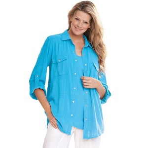 Woman Within Cotton Gauze Bigshirt - 1 of 4