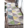 Nuloom Bianca Geometric 2x8 Wool Runner Rug for Living Room Bedroom Dining Room Entryway Hallway Kitchen, Green/Dark Purple - 2 of 4
