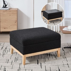 Sapphtopaz Square Storage Ottoman Upholstered Foot Stool with Reversible Lid Coffee Table Shoe Bench for Living Room, Bedroom, Entryway - 1 of 4