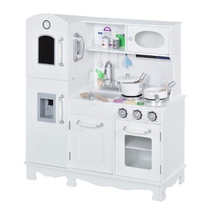Qaba Pretend Play Kitchen with Sound Effects and Stove Lights, Kids Kitchen Playset with Storage, Water Dispenser for 3-6 Years Old - 1 of 4