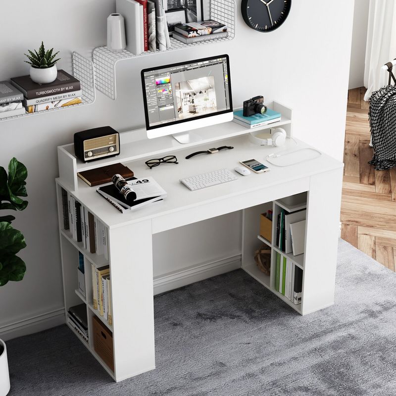 Costway 48'' Computer Desk Study Writing Workstation w/ Bookshelf & Monitor Stand Riser, 4 of 11