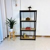 Black Adjustable 4-Tier Shelf Heavy-Duty Metal and Wood Storage Shelf Unit Garage Utility Rack with Boltless Assembly for Books, Kitchenware - 4 of 4