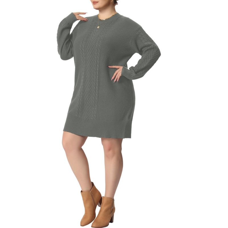 Agnes Orinda Women's Plus Size Long Sleeve Knit Pullover Mini Sweater Dresses, 1 of 6