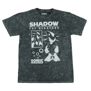 Seven Times Six Sonic The Hedgehog T-Shirt Mens Shadow Acid Wash Short Sleeve Top Grey - 1 of 4