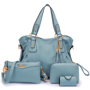 Soperwillton Fashion Handbag for Women Shoulder Bag Top Handle Satchel Hobo Tote Bag Purse Set 4pcs - 1 of 4