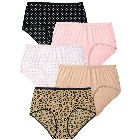 Comfort Choice Women's Plus Size Hi-Cut Cotton Brief 5-Pack