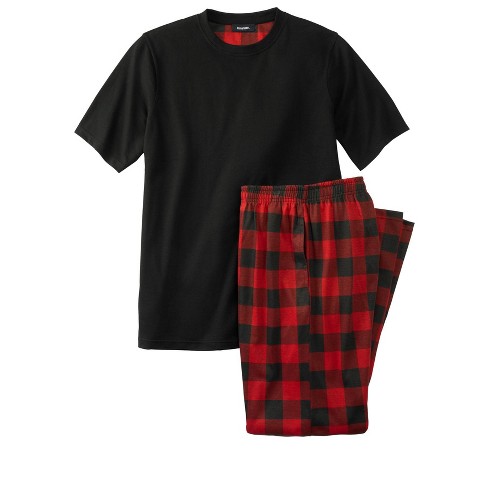 Kingsize Men's Big & Tall Jersey Knit Plaid Pajama Set - Tall - 4xl, Black  Buffalo Check : Target