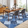 Geometric Trellis Area Rug,Modern Neutral Washable Rugs in Farmhouse Design,Non-Slip Low-Pile Indoor Carpet Blue - 2 of 4